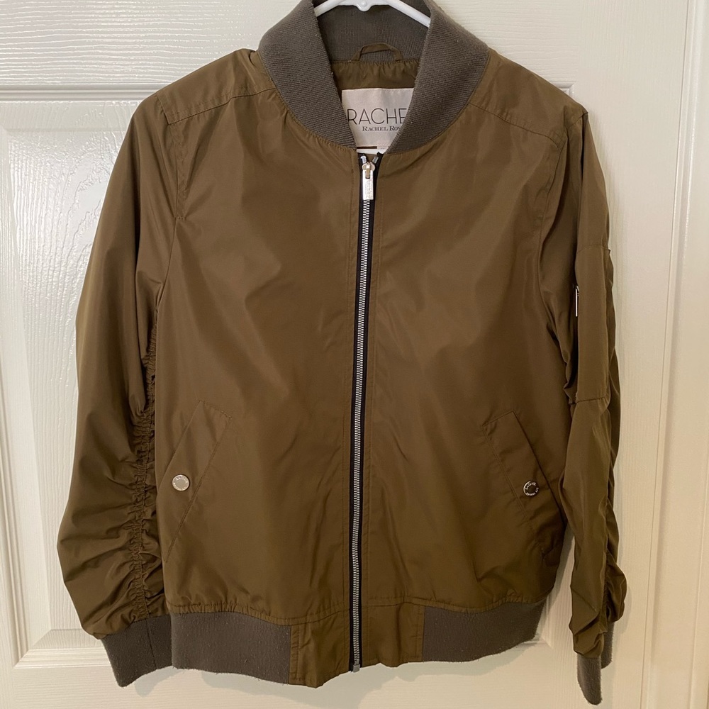 Cropped olive green bomber jacket